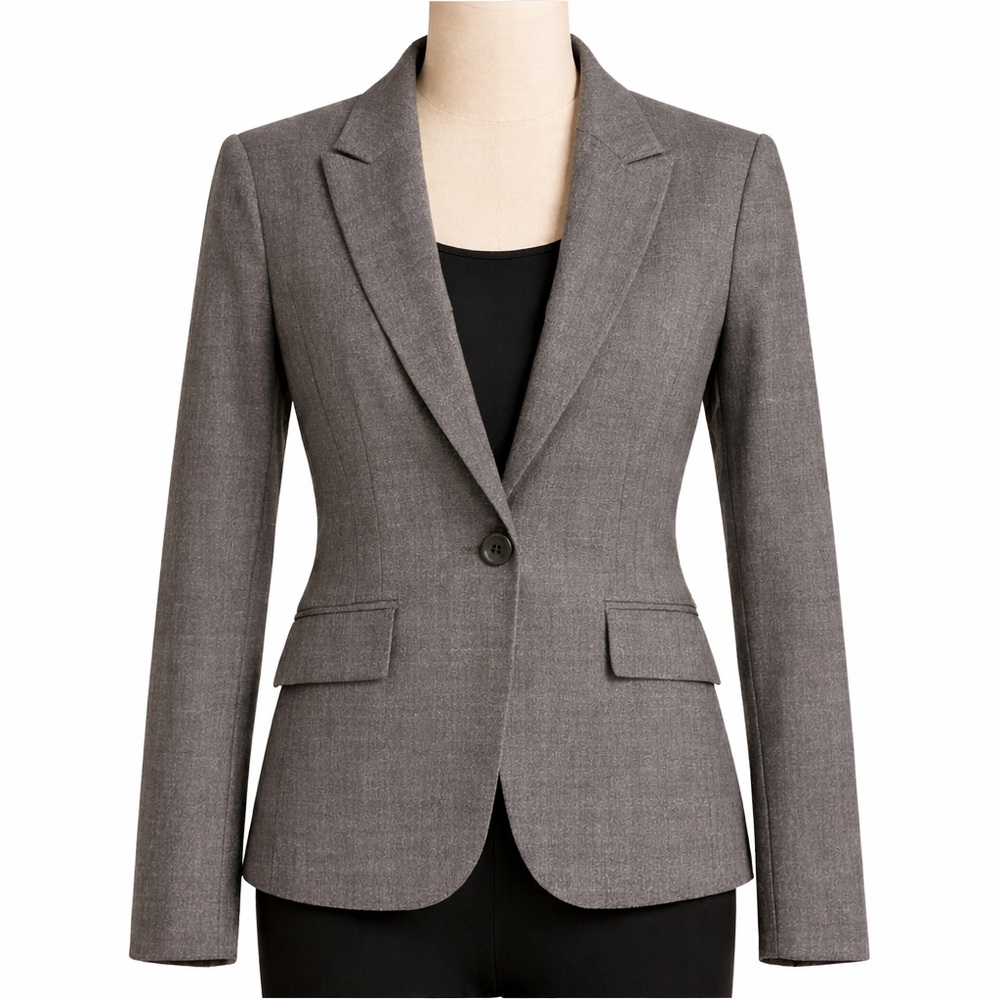 Teenflo Gray Women's Tailored Wool Blend Blazer